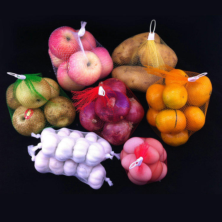 Bao bì rau quả Bao bì lưới PP Leno Túi cuộn nhựa mềm Bao bì lưới Túi lưới hình ống cho thực phẩm